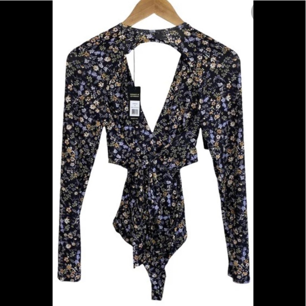 AFRM ViVi Black Floral Cutout Bodysuit🔥🔥NWT